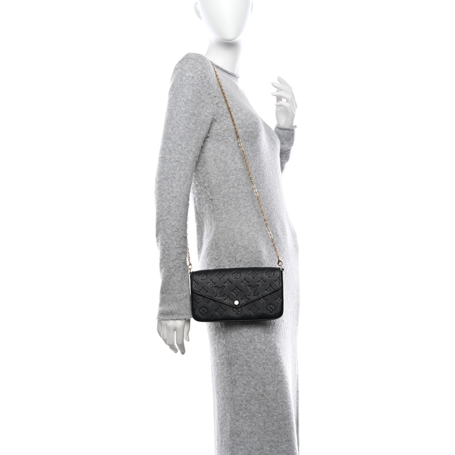 Louis Vuitton Empreinte Pochette Felicie Chain Wallet Black 2 of 11