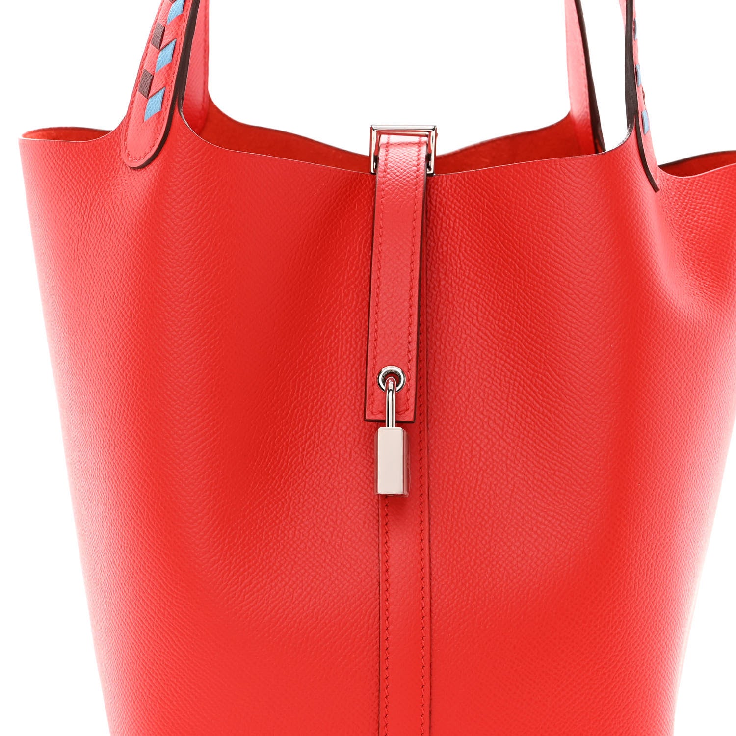 Hermes Epsom Tressage De Cuir Picotin Lock 22 MM Rouge Coeur Bleu du Nord Rouge H 7 of 11