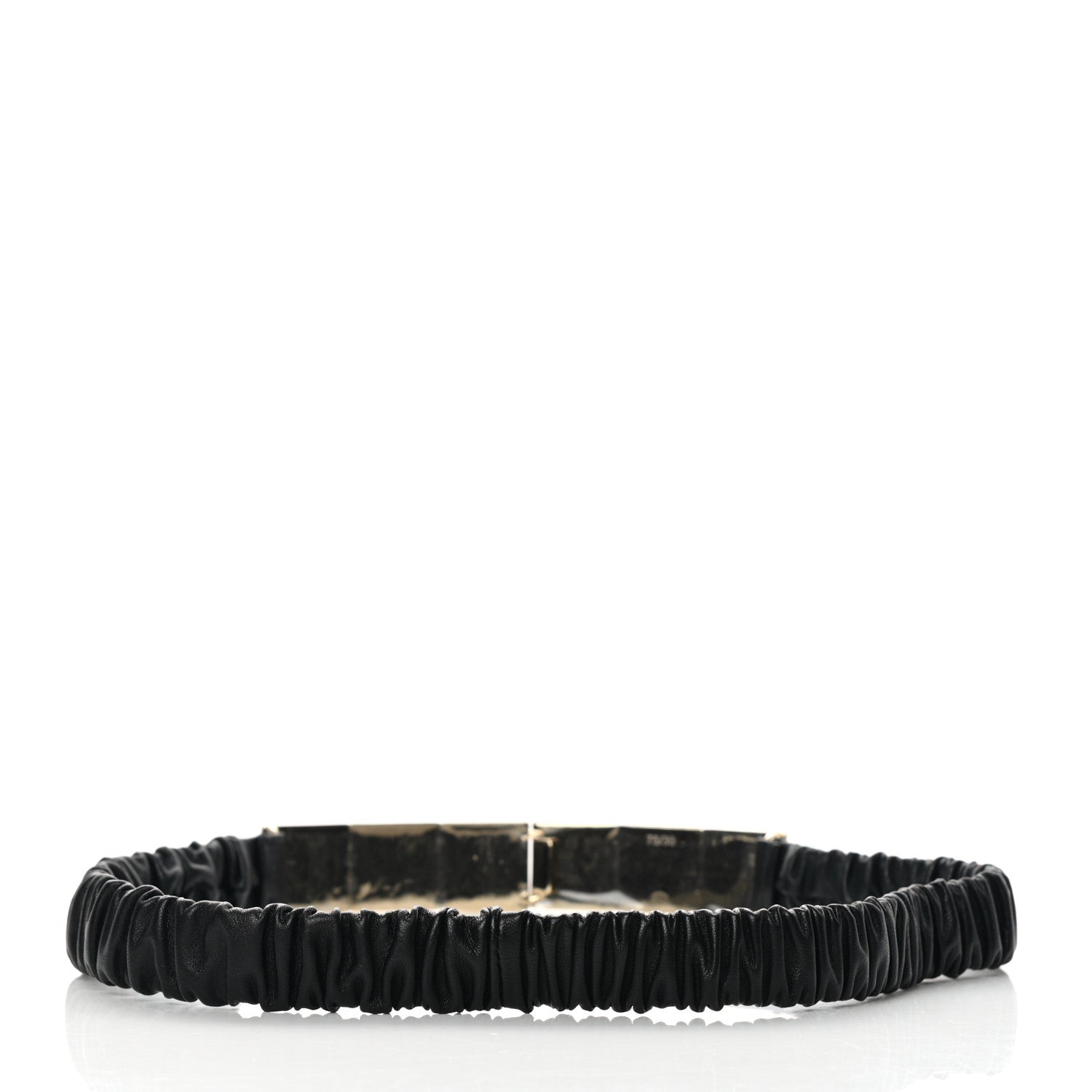 Chanel Lambskin Enamel Logo Elastic Belt 75 30 Black Gold 2 of 5