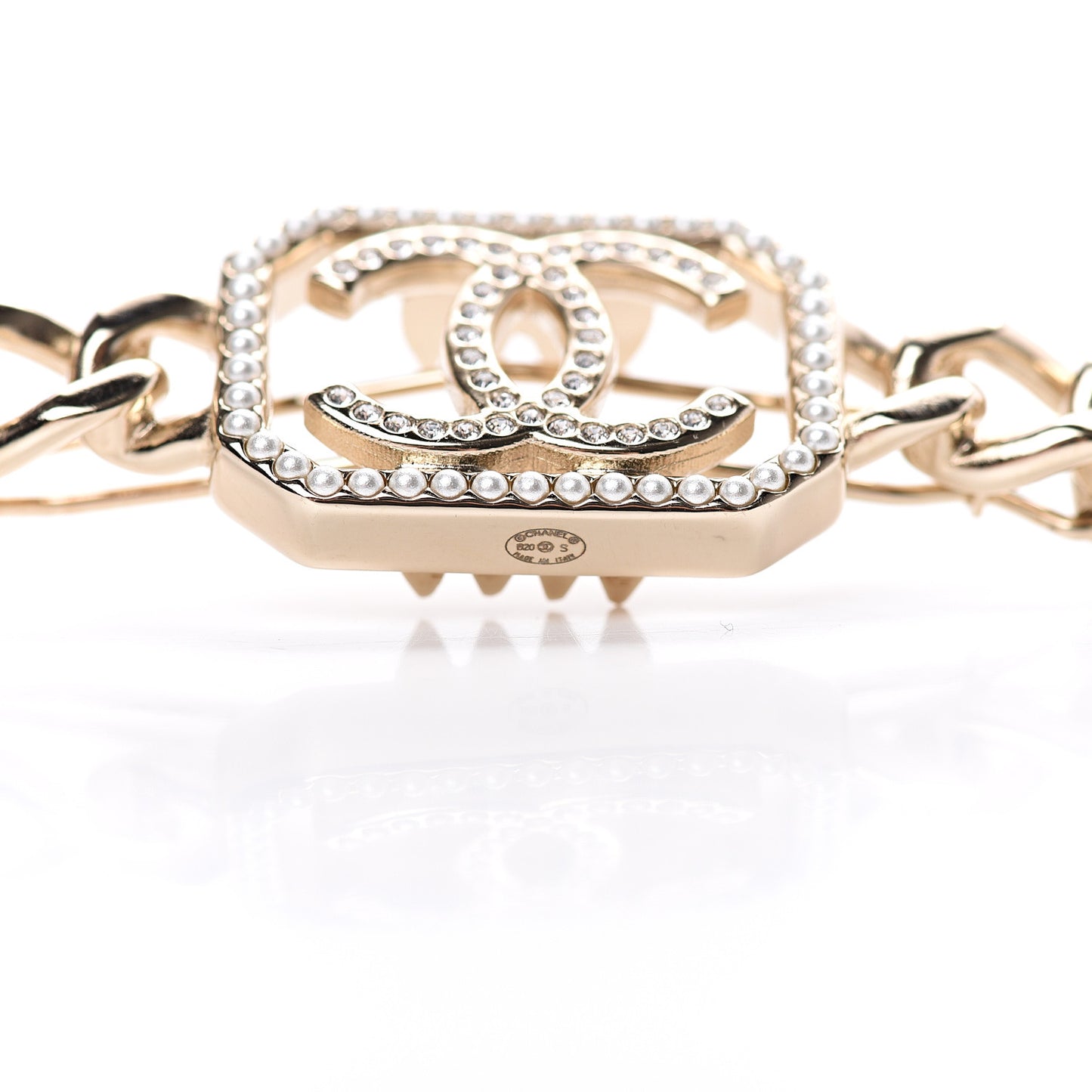 Crystal Chain CC Vendome Hair Clip Barrette Gold