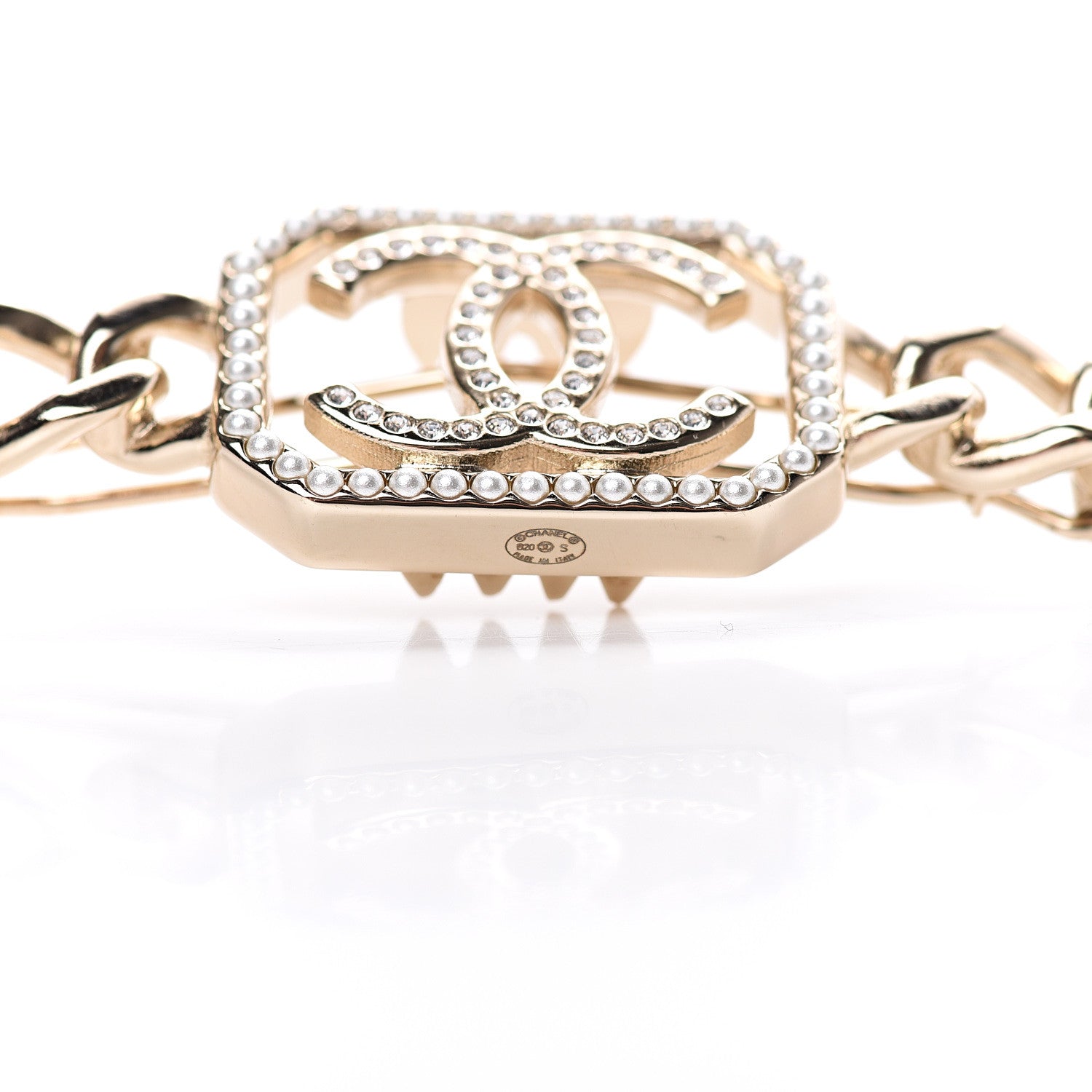 Chanel Crystal Chain CC Vendome Hair Clip Barrette Gold 3 of 4