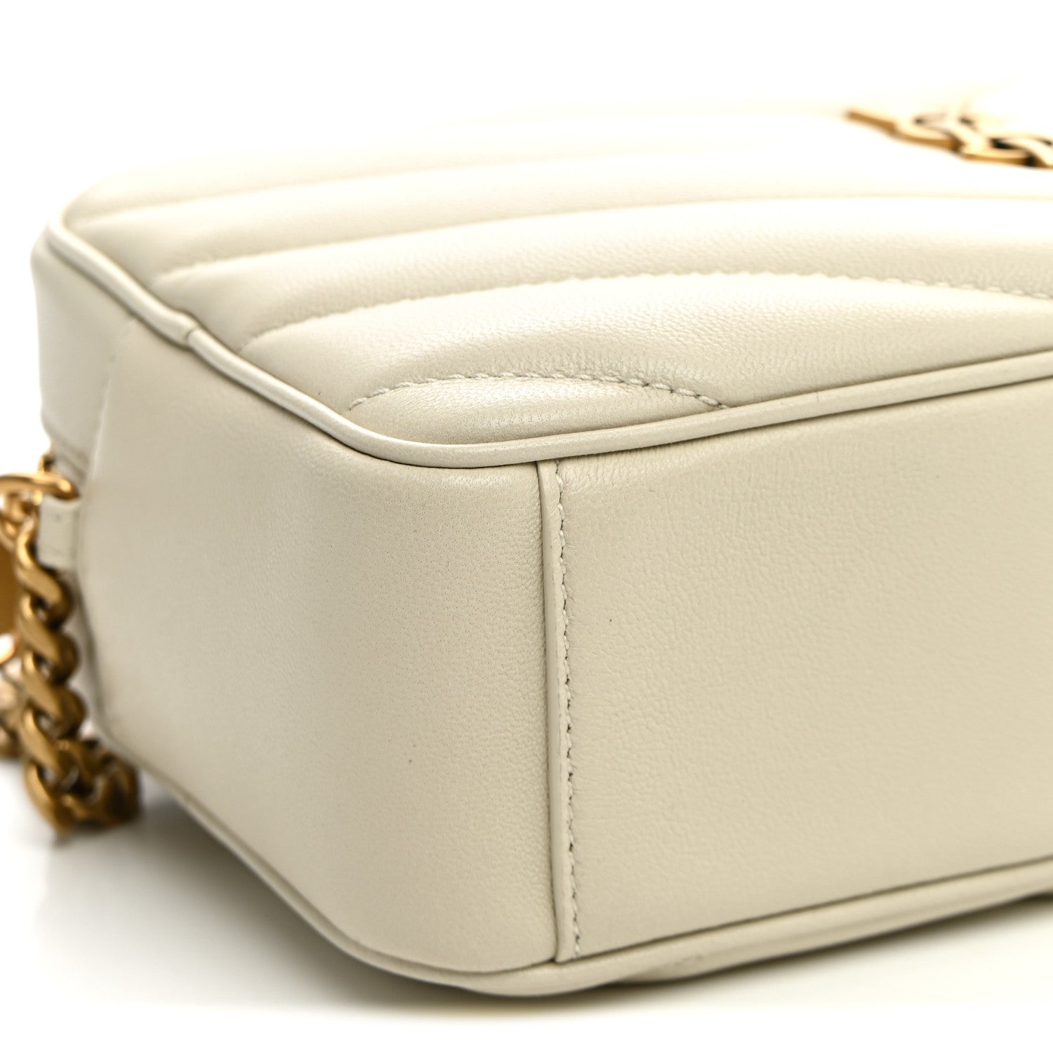 Saint Laurent Lambskin Chevron Quilted Medium Loulou Camera Bag Crema Soft 7 of 8