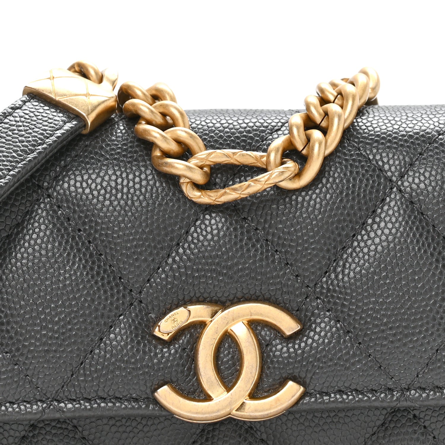 Chanel Caviar Quilted Bracelet On Chain Clutch Grey 9 of 11