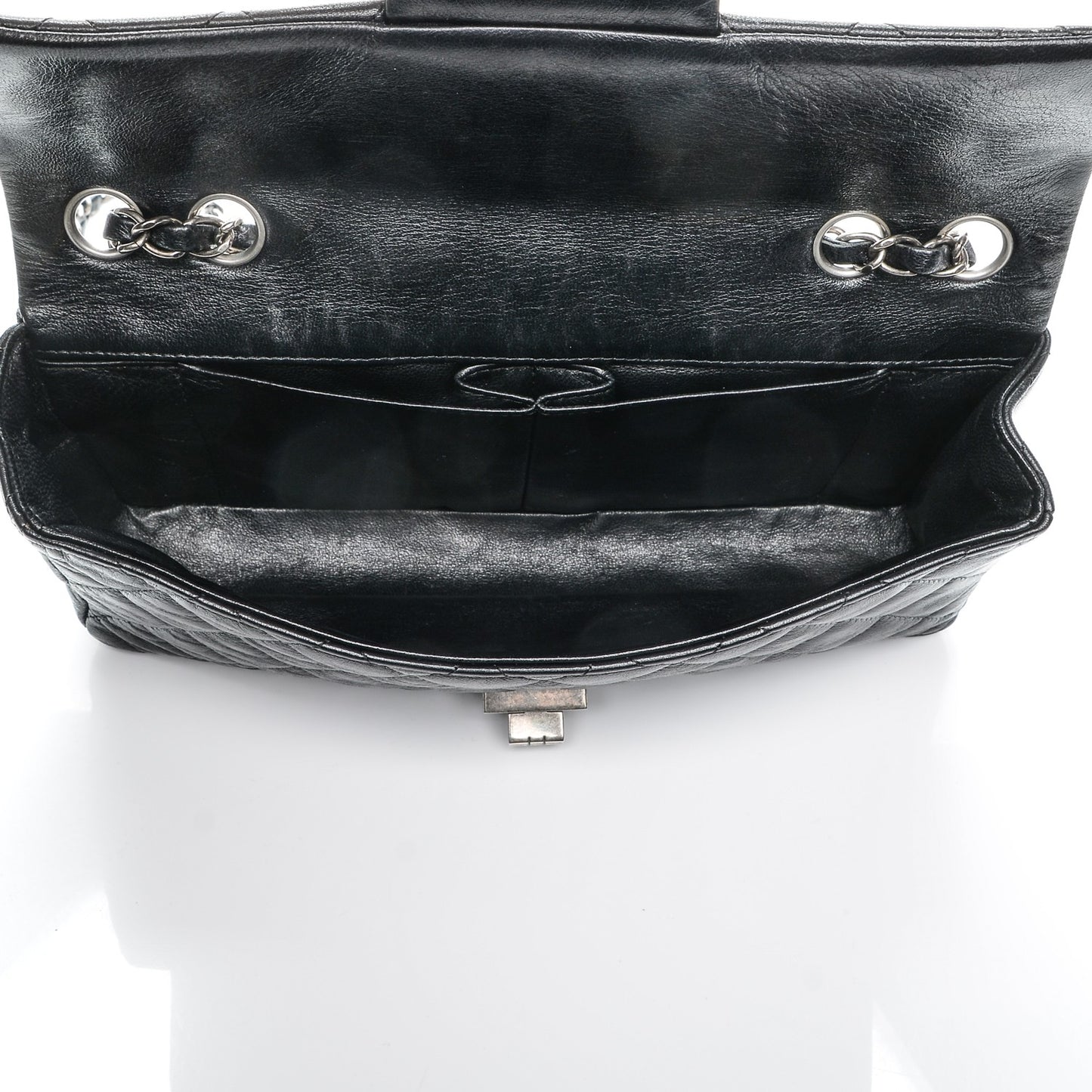 Calfskin Quilted Hybrid Reissue East West Flap Black
