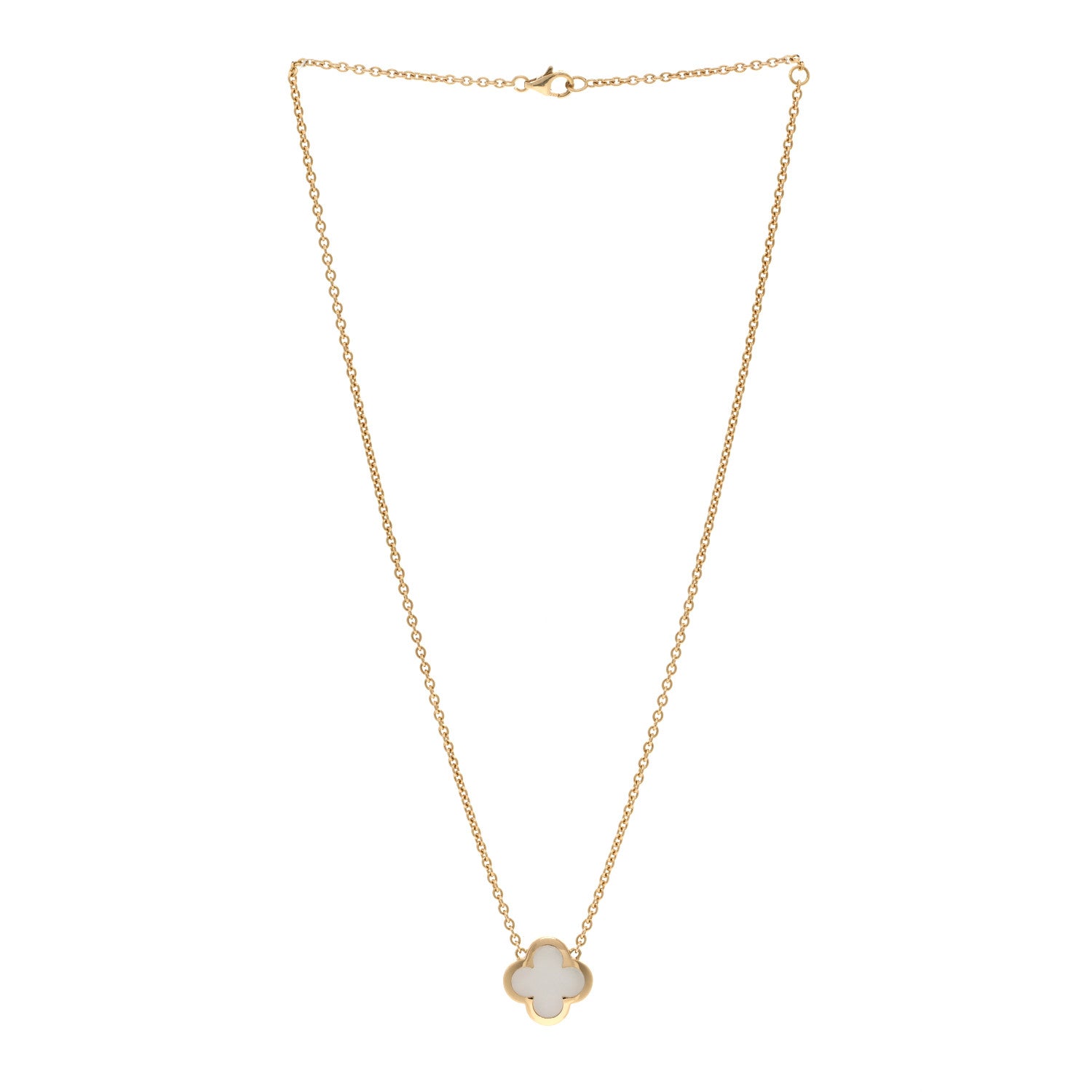 Van Cleef & Arpels 18K Yellow Gold Mother of Pearl Pure Alhambra Pendant Necklace 3 of 6