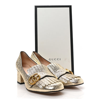 Gucci Galassia GG Marmont Fringe 50mm Loafer Pumps 38.5 Platino 8 of 8