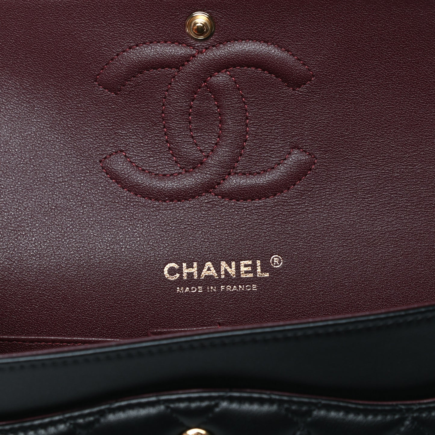 Lambskin Quilted Medium Double Flap Black