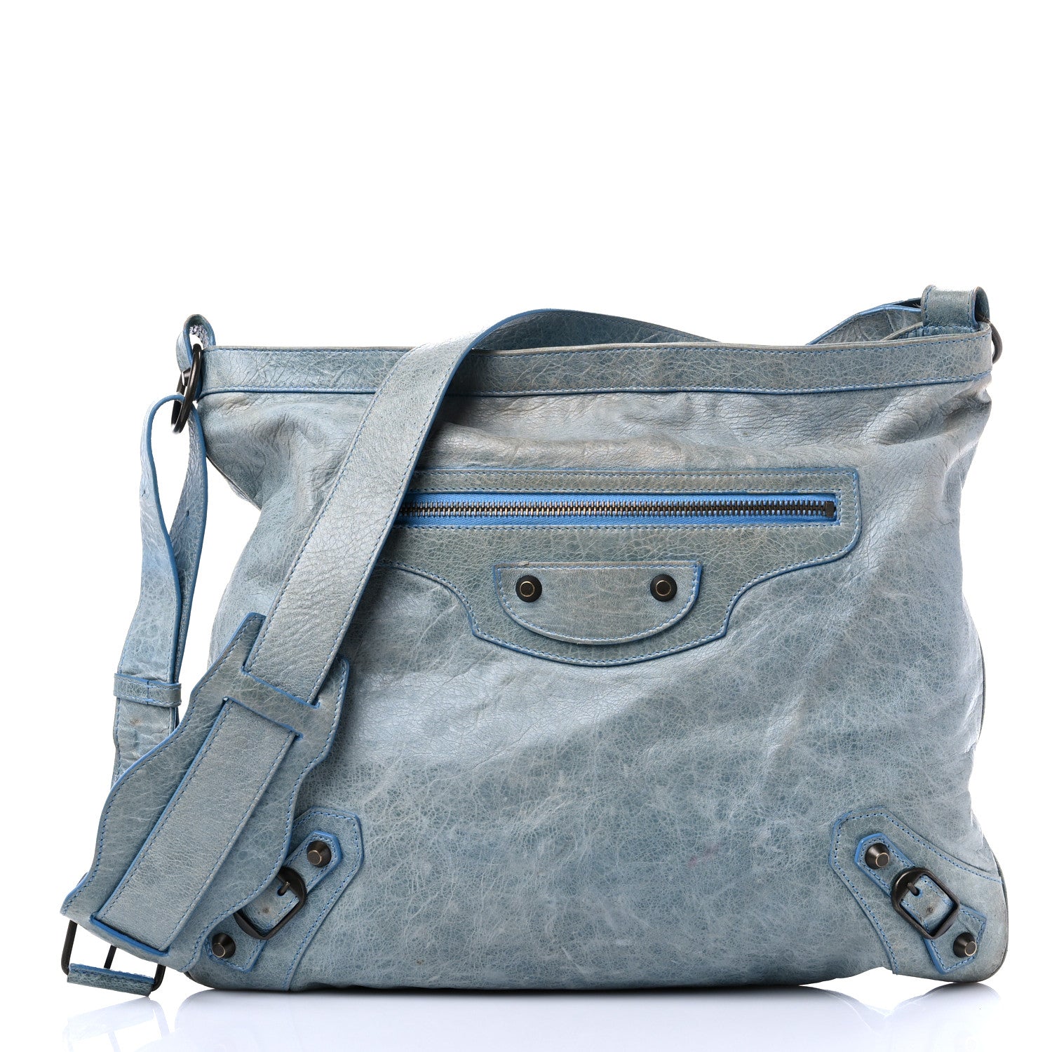 Balenciaga Chevre Classic Hardware Flat Messenger Sky Blue 3 of 24