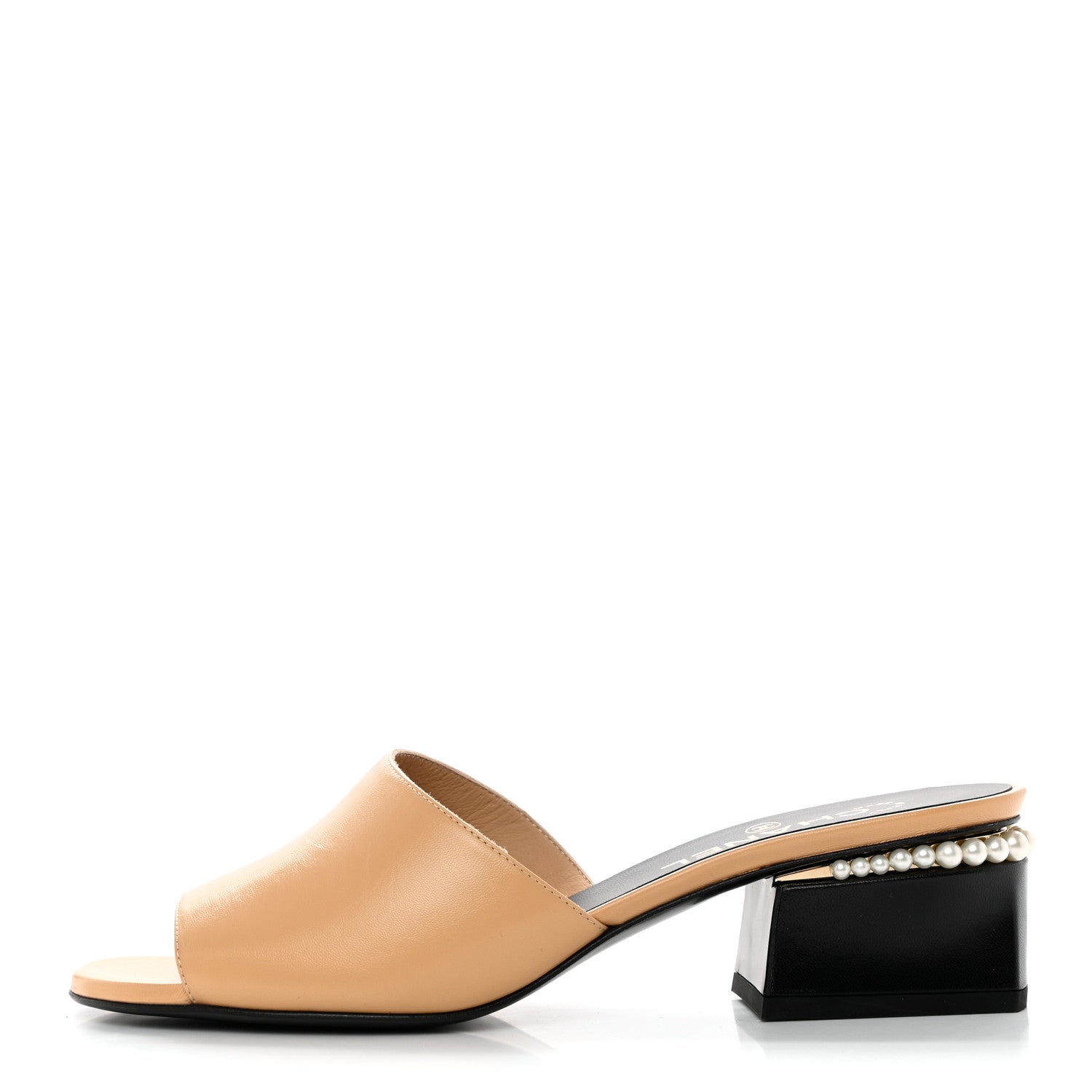 Chanel Shiny Goatskin Pearl Mule 39.5 Beige 1 of 10