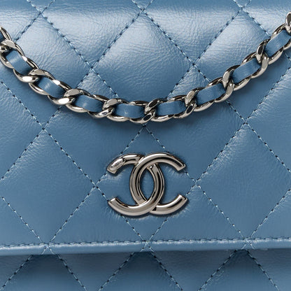 Chanel Shiny Crumpled Calfskin Strass Quilted Mini Top Handle Wallet On Chain Blue 8 of 11