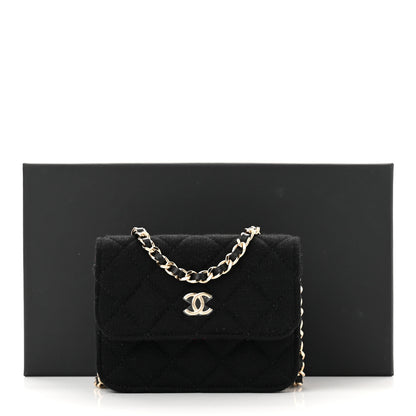 Chanel Wool Quilted Clutch With Chain Black 11 of 11