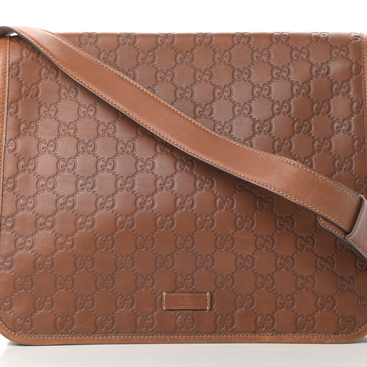 Gucci Guccissima Flap Messenger Bag Light Brown 8 of 16