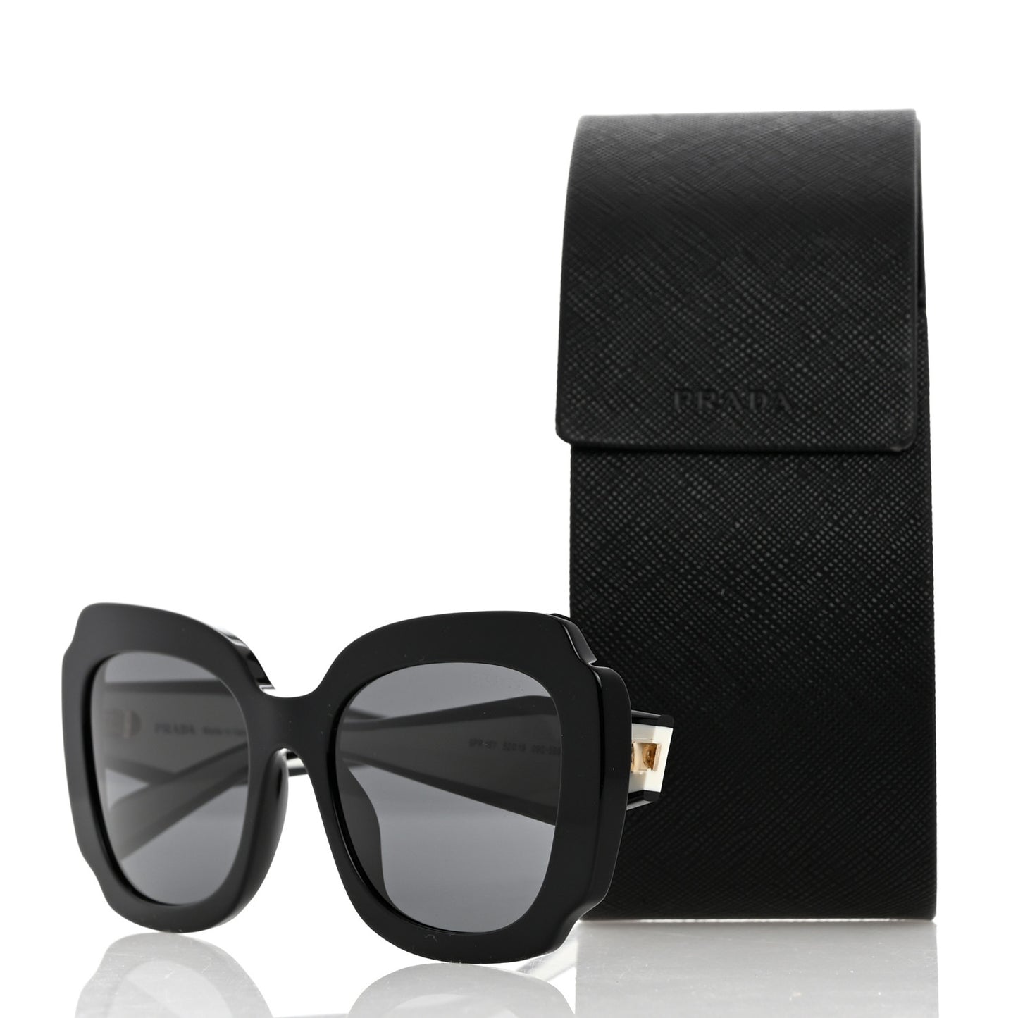 Acetate Square Sunglasses SPR 16Y Black Dark Grey
