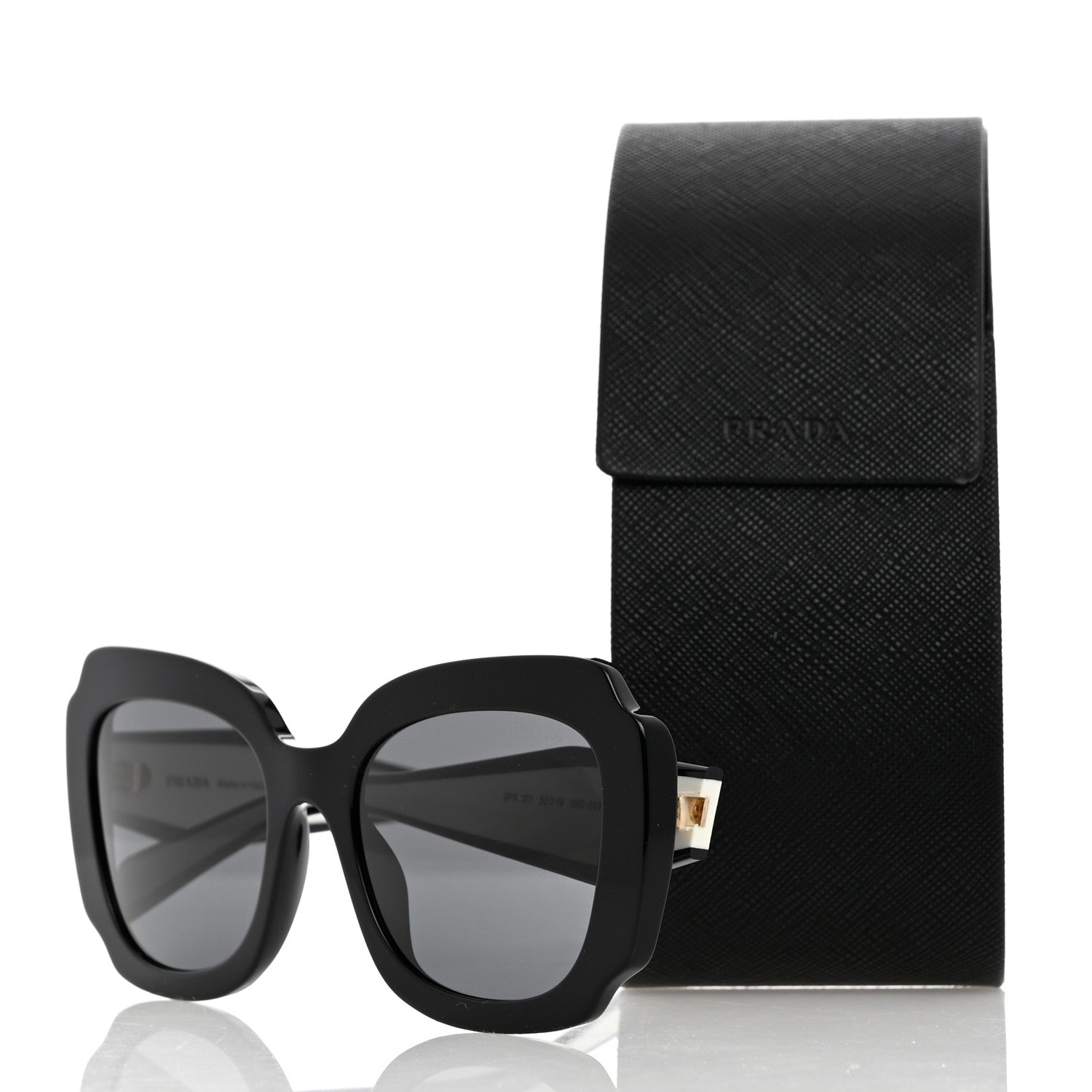 Prada Acetate Square Sunglasses SPR 16Y Black Dark Grey 8 of 8