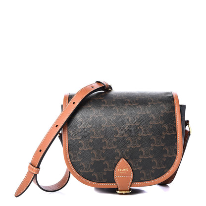 Celine Triomphe Canvas Medium Folco Bag Tan 1 of 10