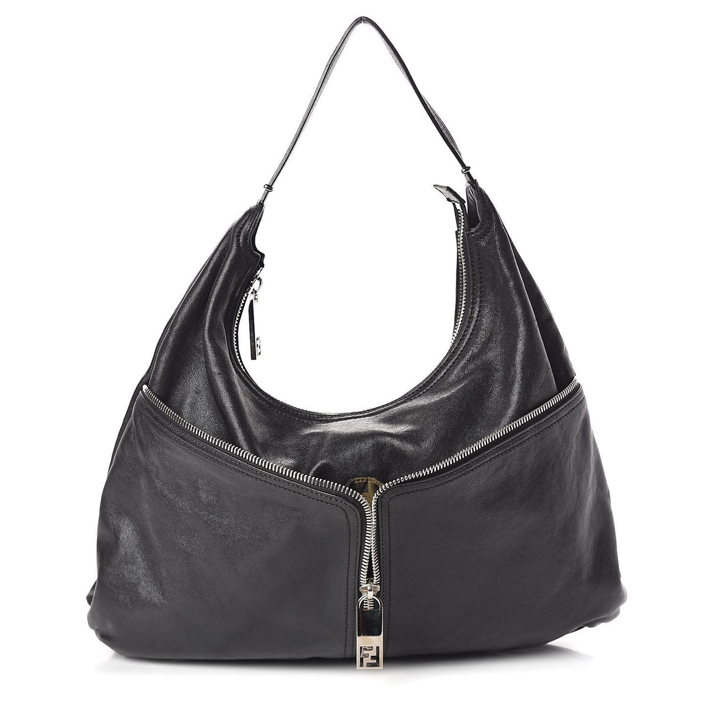 Sheepskin Zipper Hobo Black