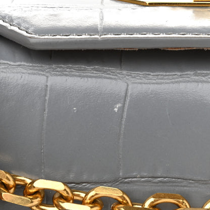 Alexander McQueen Calfskin Crocodile Embossed Box Shoulder Bag 16 Grey 10 of 17