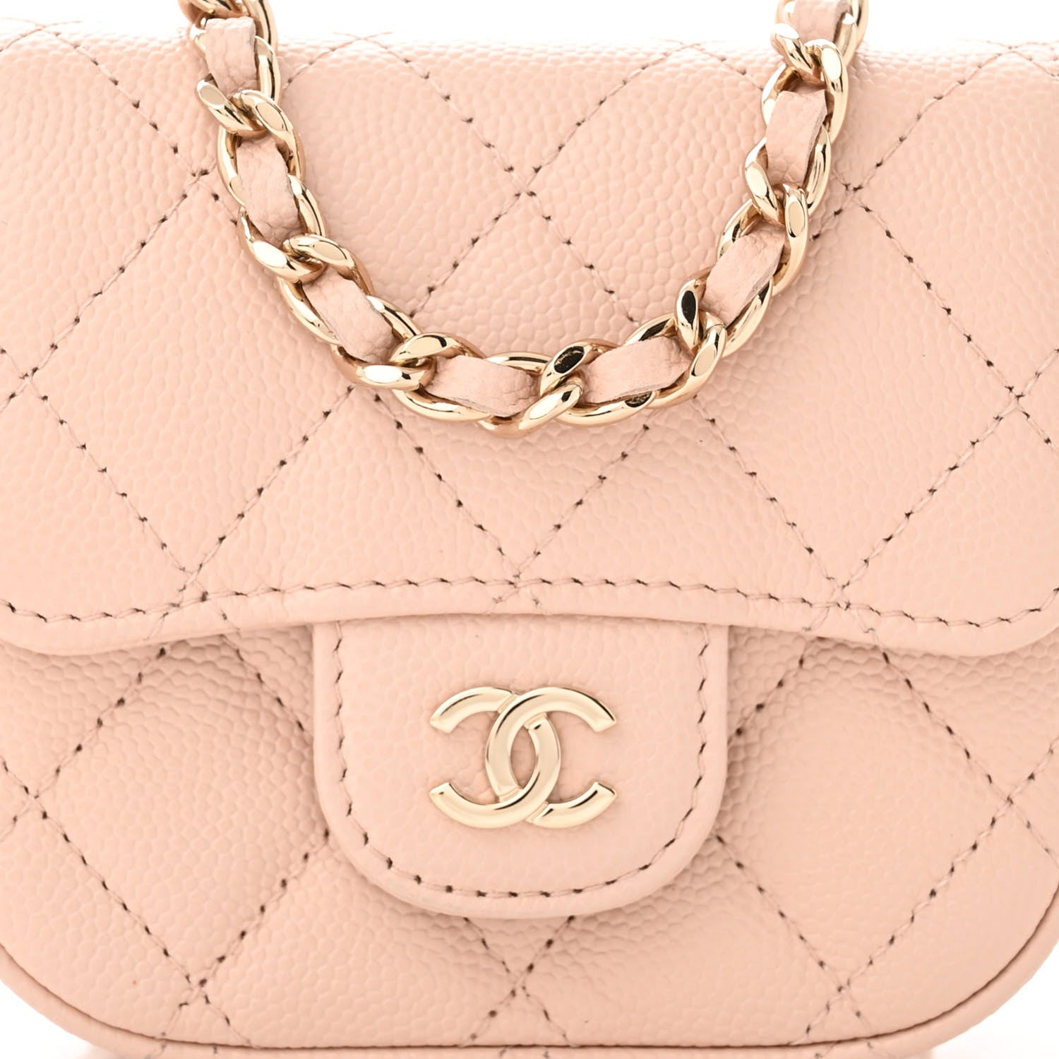 Chanel Caviar Quilted Mini Clutch With Chain Light Beige 9 of 11