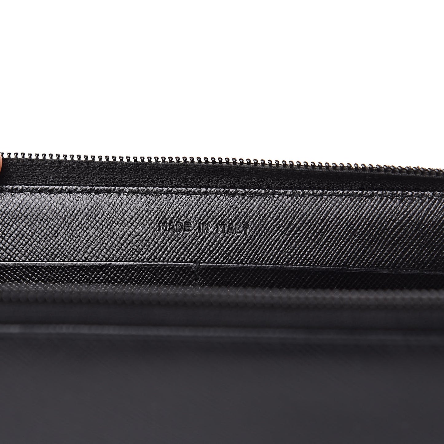 Saffiano Metal Zip Around Wallet Black