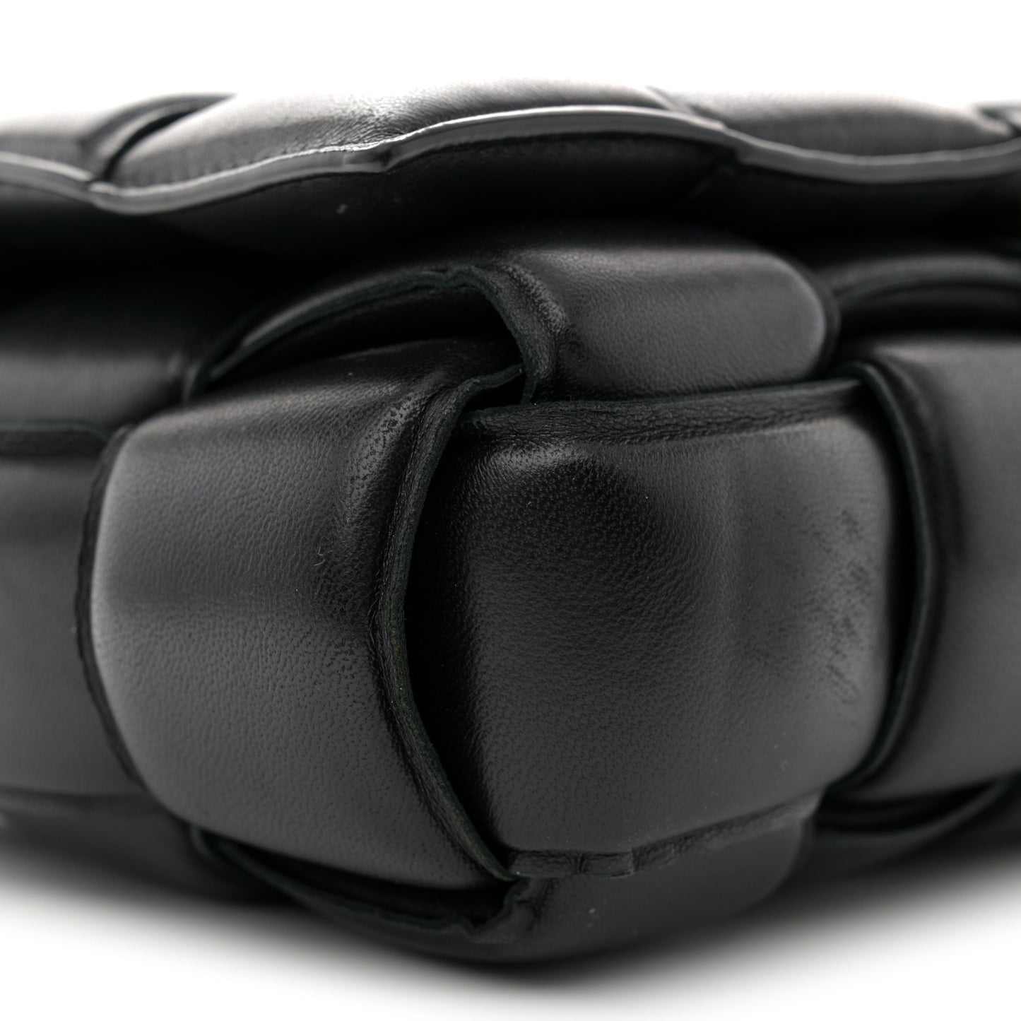Nappa Maxi Intreccio Padded Cassette Crossbody Bag Black