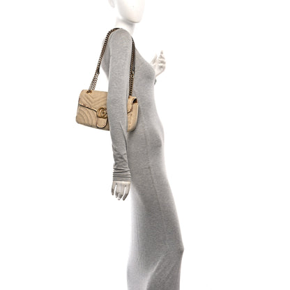 Gucci Raffia Elaphe Matelasse Small GG Marmont Shoulder Bag Natural Cream Brown 2 of 10