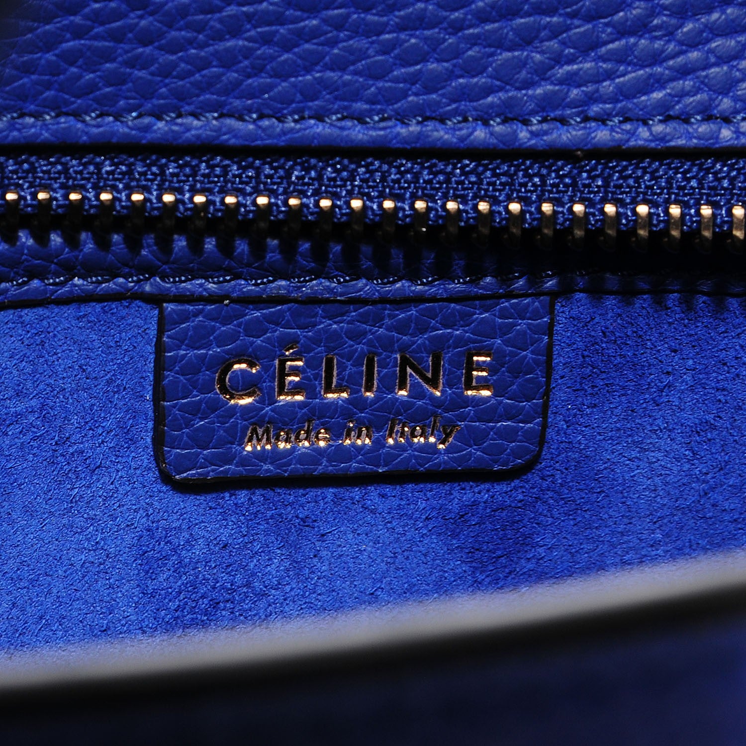 Celine Drummed Calfskin Nano Luggage Indigo 6 of 8