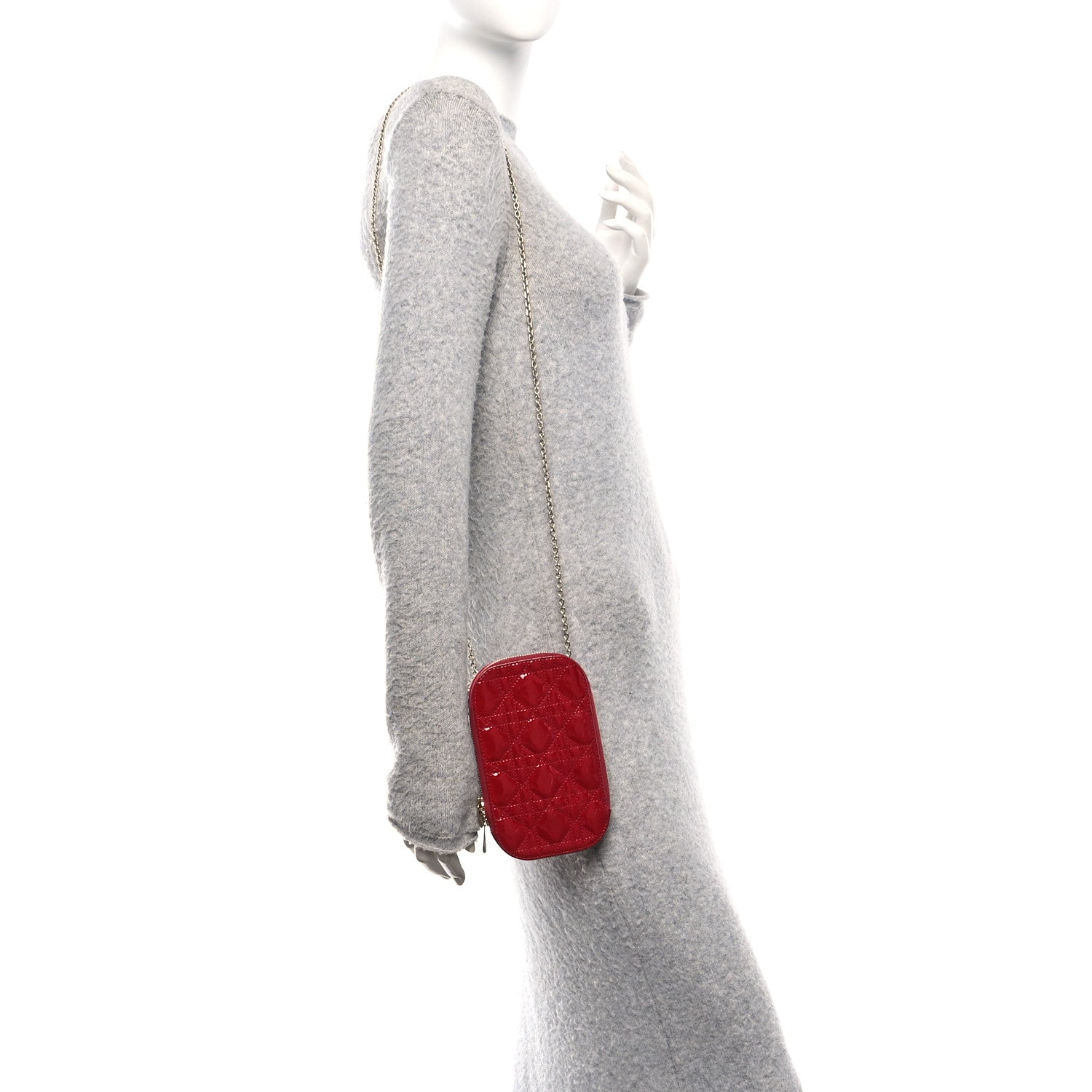 Christian Dior Patent Cannage Lady Dior Phone Holder Red 1833607