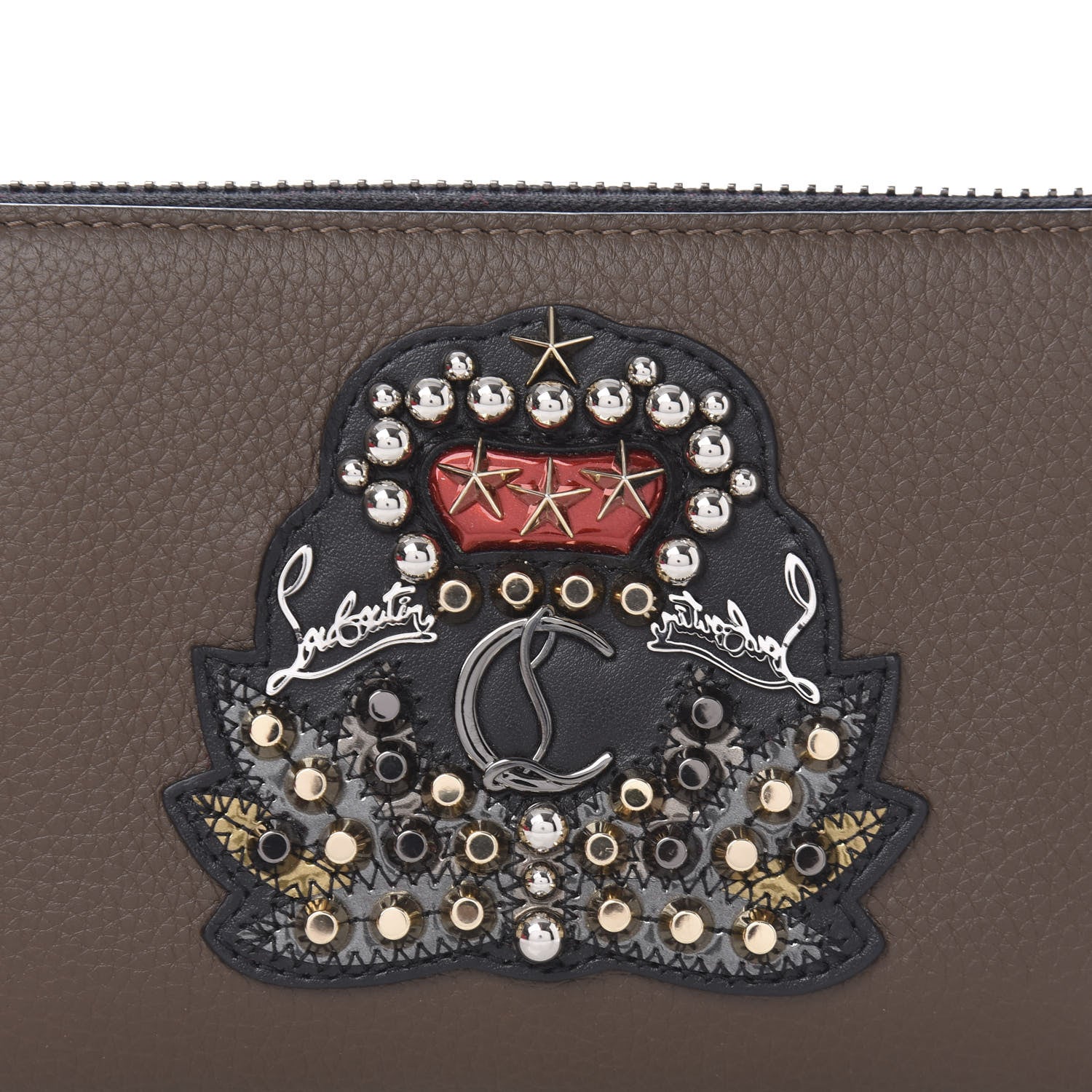 Christian Louboutin Calfskin Ecusson Panettone Zip Around Wallet Cafe 9 of 9