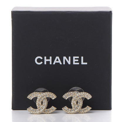 Chanel Crystal Timeless CC Earrings Light Gold 5 of 5