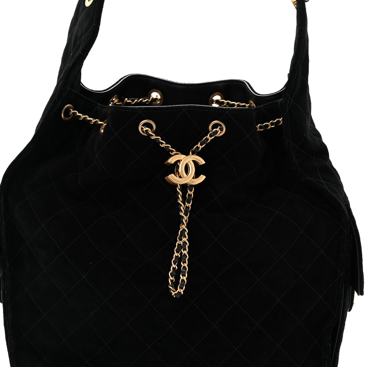 Chanel Suede Quilted Medium Chanel 25 Handbag Black 8 of 10