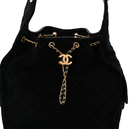 Chanel Suede Quilted Medium Chanel 25 Handbag Black 8 of 10