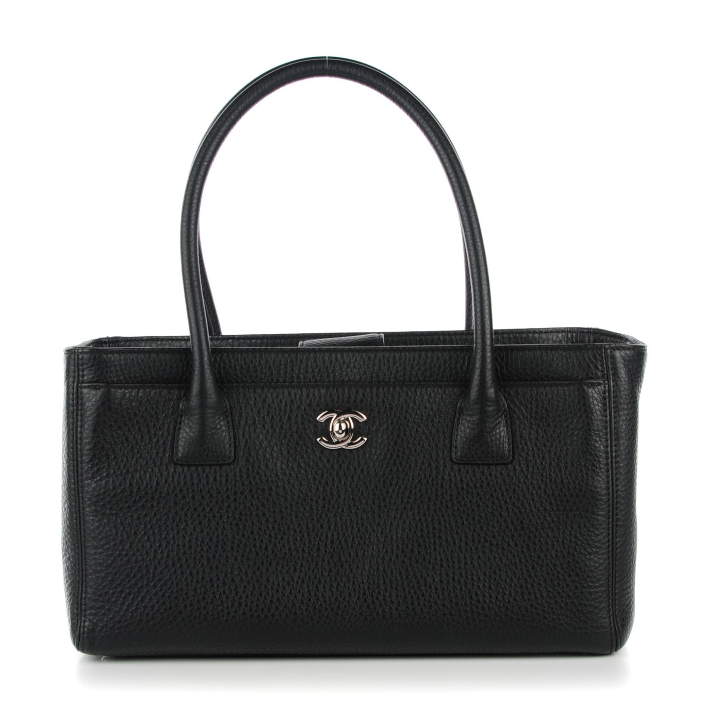 Calfskin Small Cerf Executive Shopper Tote Black