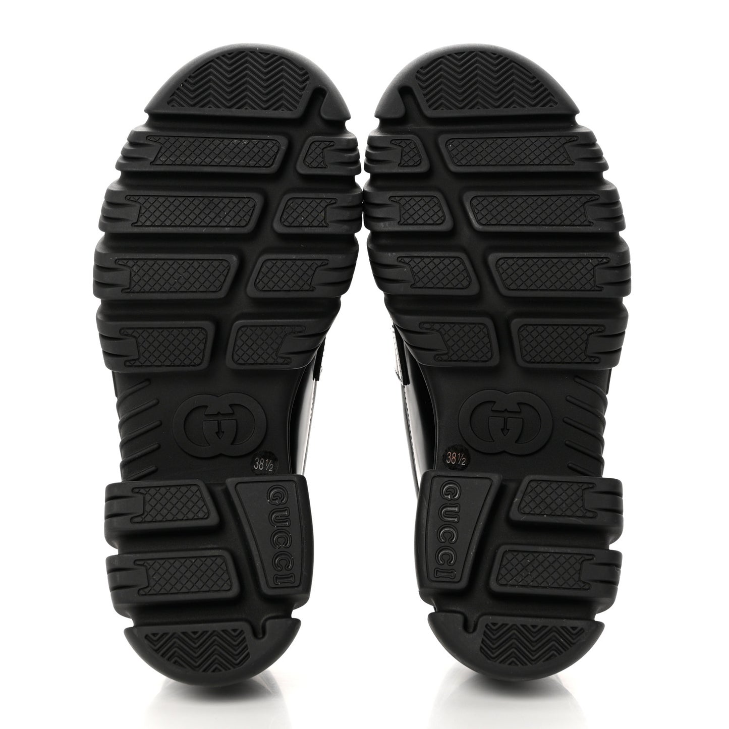 Magnum Calfskin Nappa Crystal Womens Interlocking G Platform Chunky Lug Sole 40mm Loafers 38.5 Black