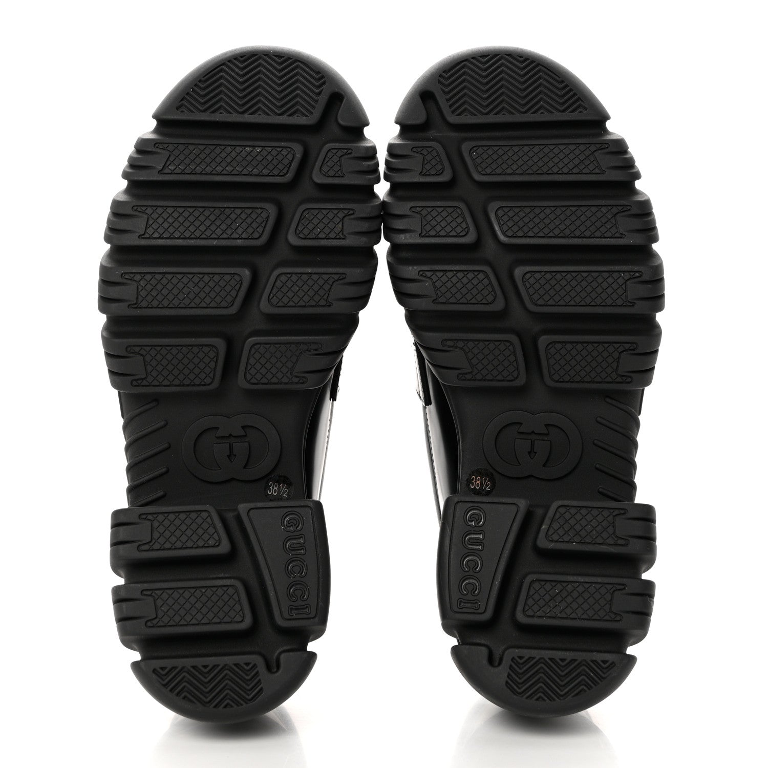 Gucci Magnum Calfskin Nappa Crystal Womens Interlocking G Platform Chunky Lug Sole 40mm Loafers 38.5 Black 5 of 9