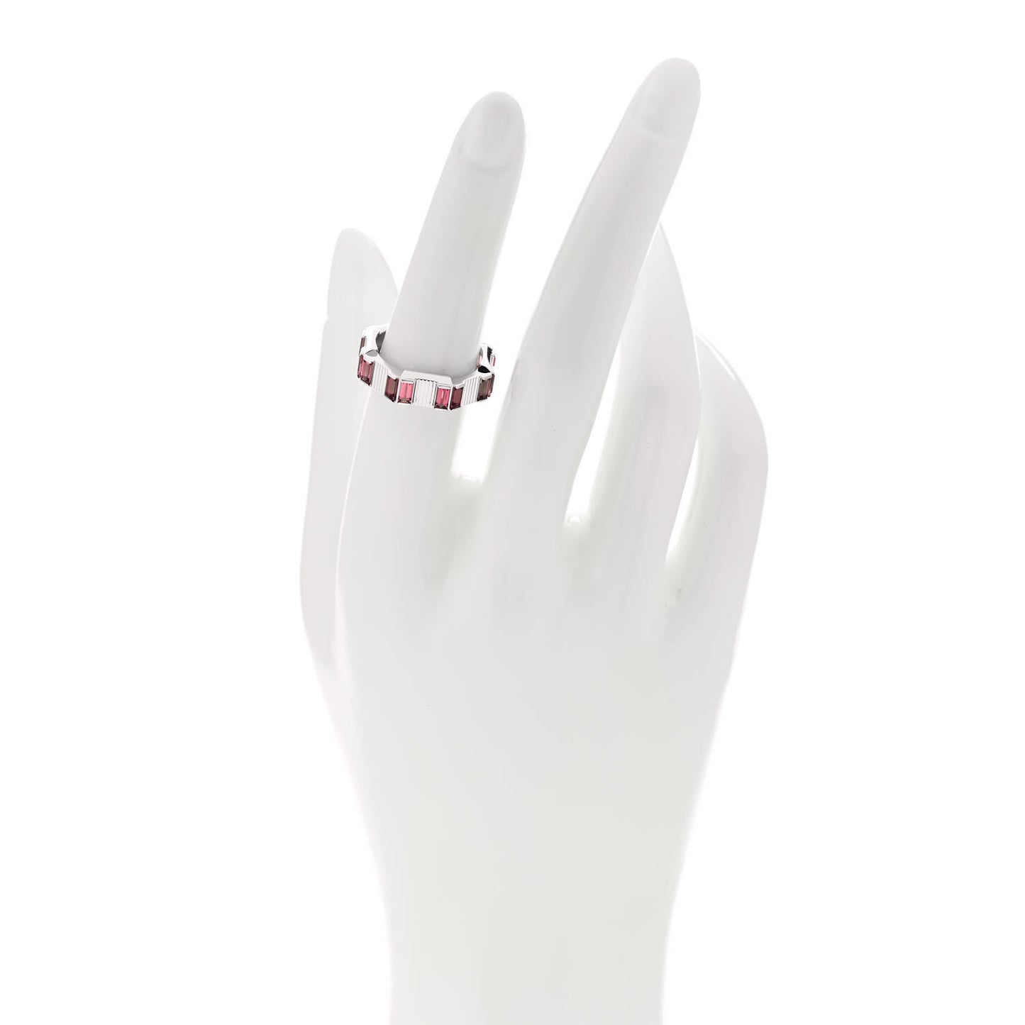 18K White Gold Rubellite 6mm Link to Love Ring 53 6.25