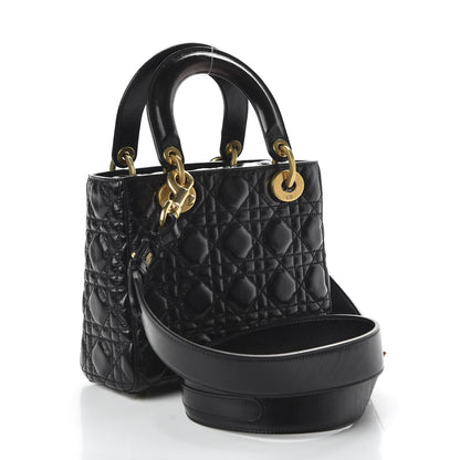 Christian Dior Crinkled Patent Cannage Small Lucky Badges My Lady Dior Black 3 of 9