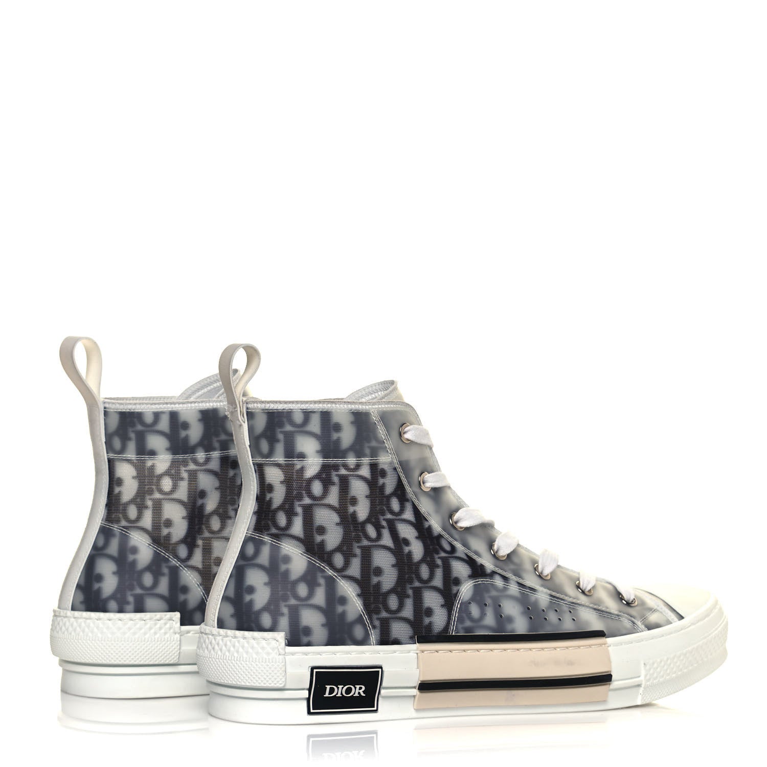 Christian Dior Technical Canvas Oblique Mens B23 High Top Sneakers 44 White Black 4 of 9
