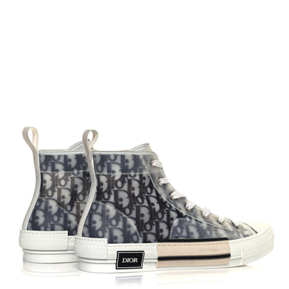 Christian Dior Technical Canvas Oblique Mens B23 High Top Sneakers 44 White Black 4 of 9