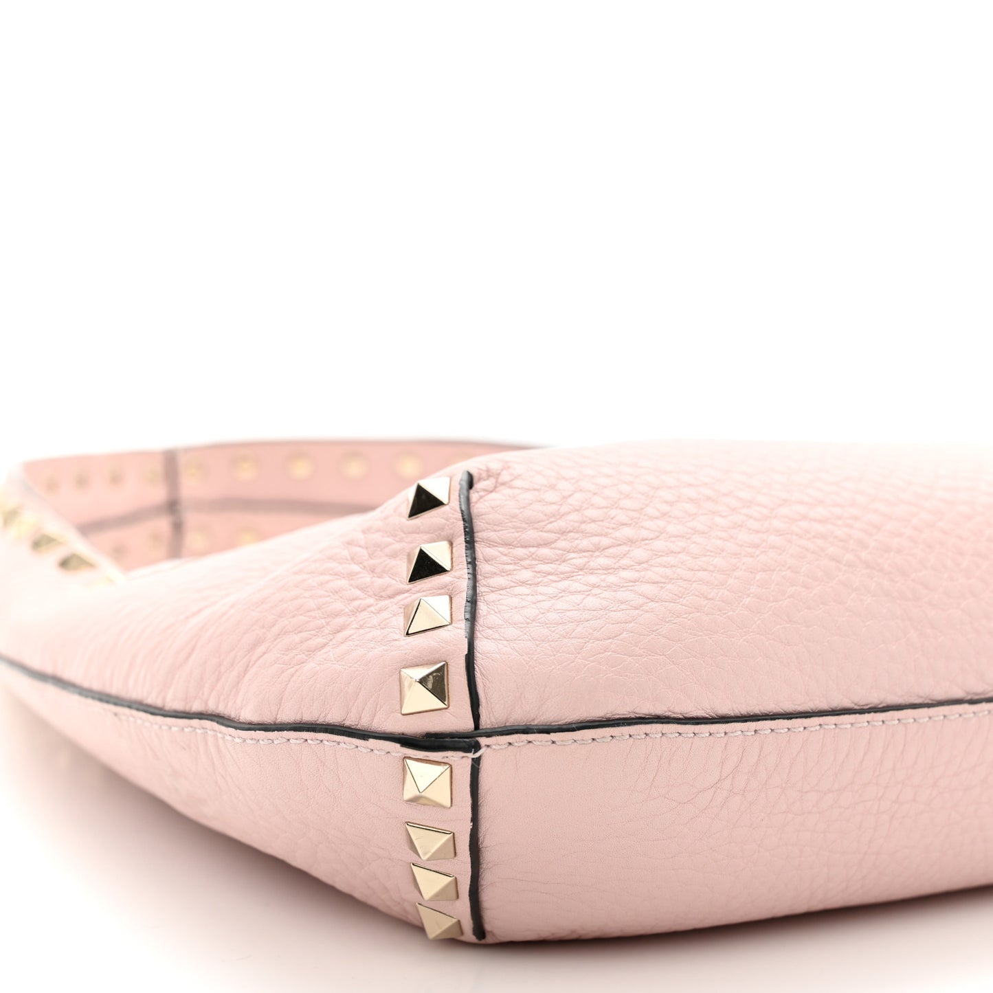 Pebbled Calfskin Small Rockstud Flip Lock Hobo Light Pink