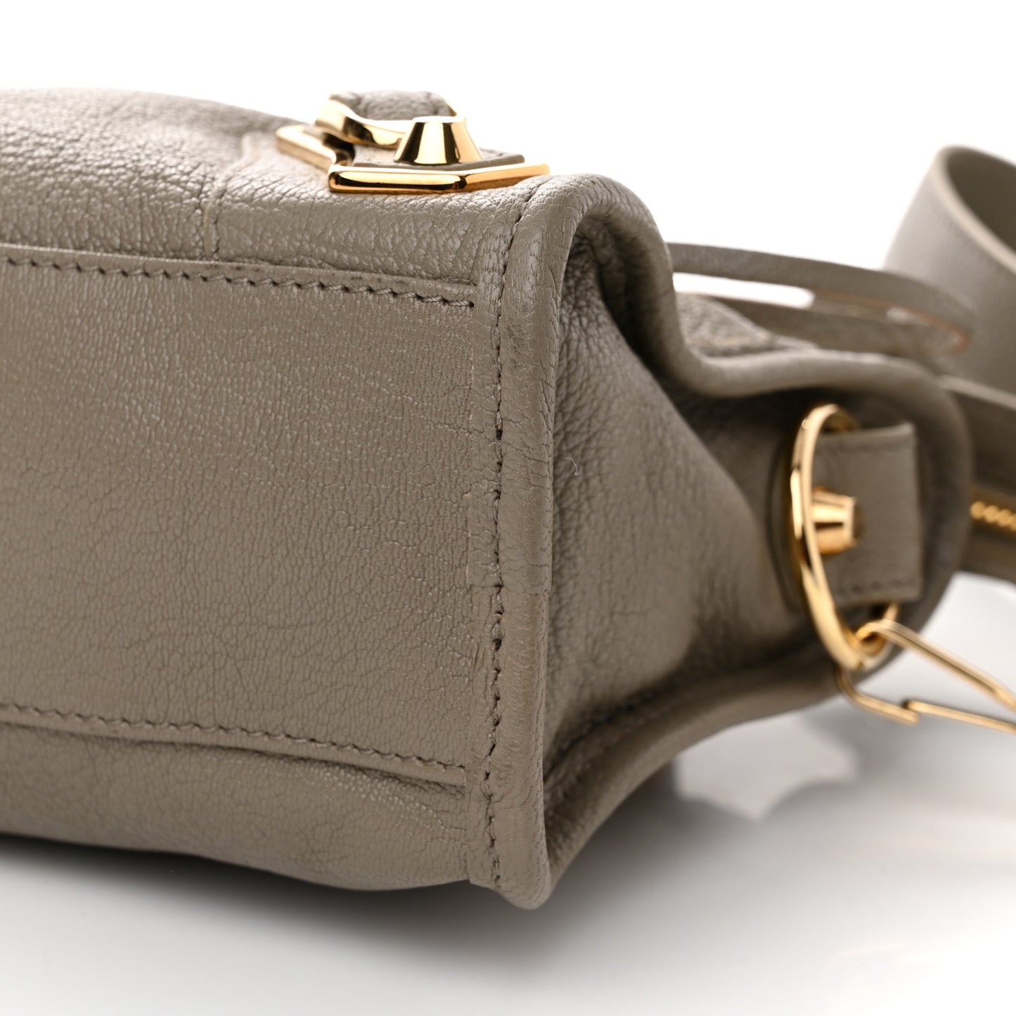 Chevre Gold Metallic Edge Hardware Mini City Gris Taupe