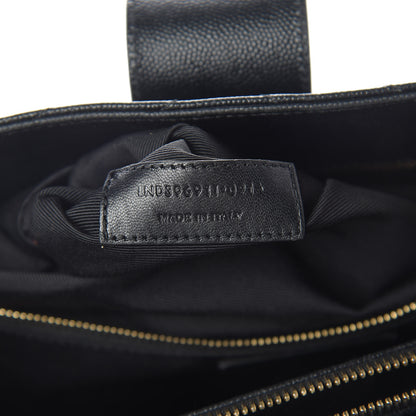 Saint Laurent Grain De Poudre Matelasse Chevron Monogram Shopping Bag Black 8 of 23
