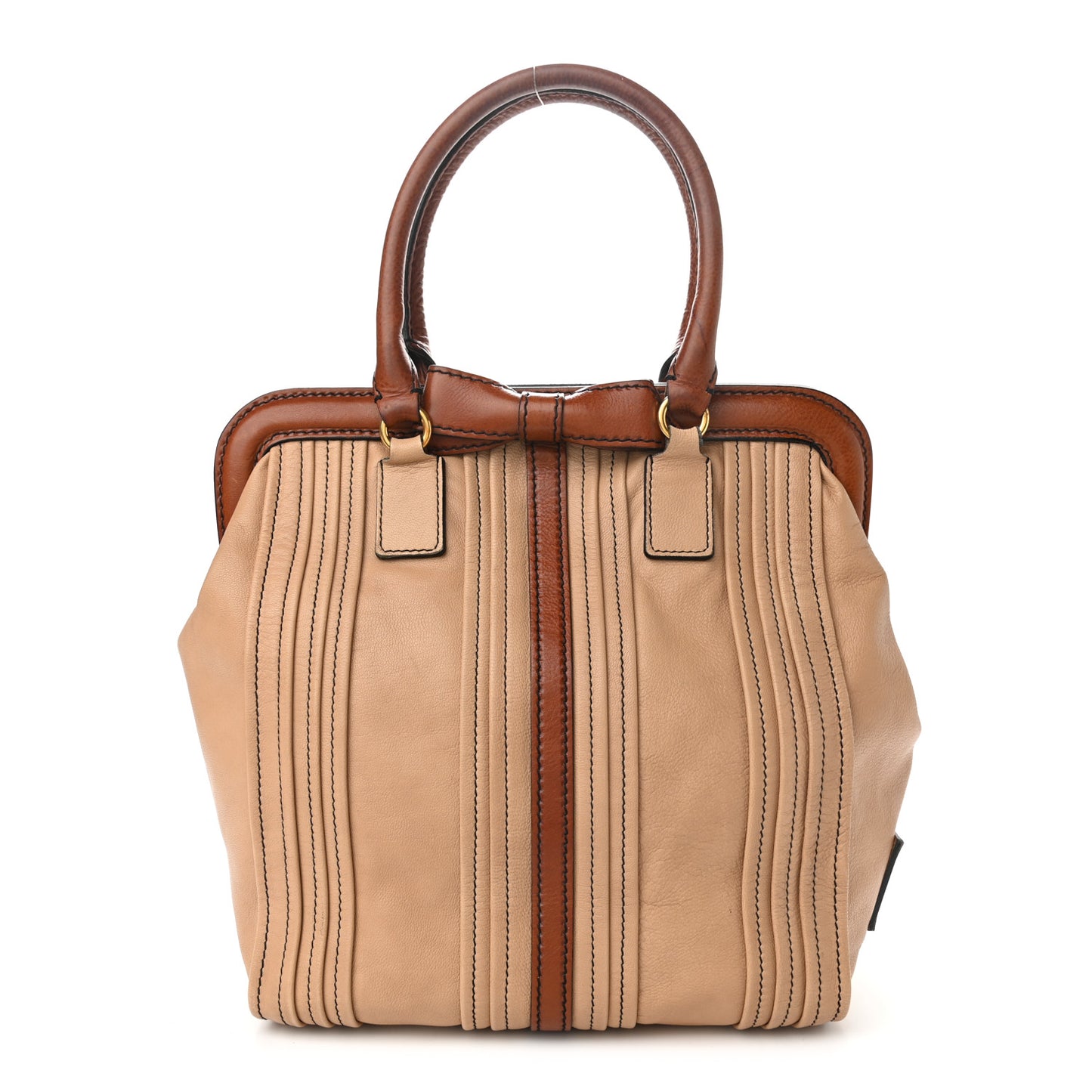 Nappa Bow Tote Beige Camel