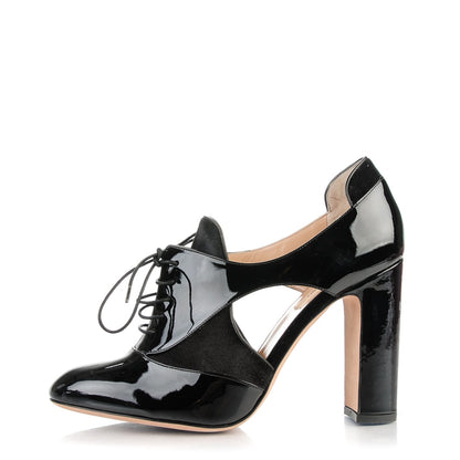 Valentino Garavani Patent Velvet Lace Up 110mm Pumps 39.5 Black 1 of 8