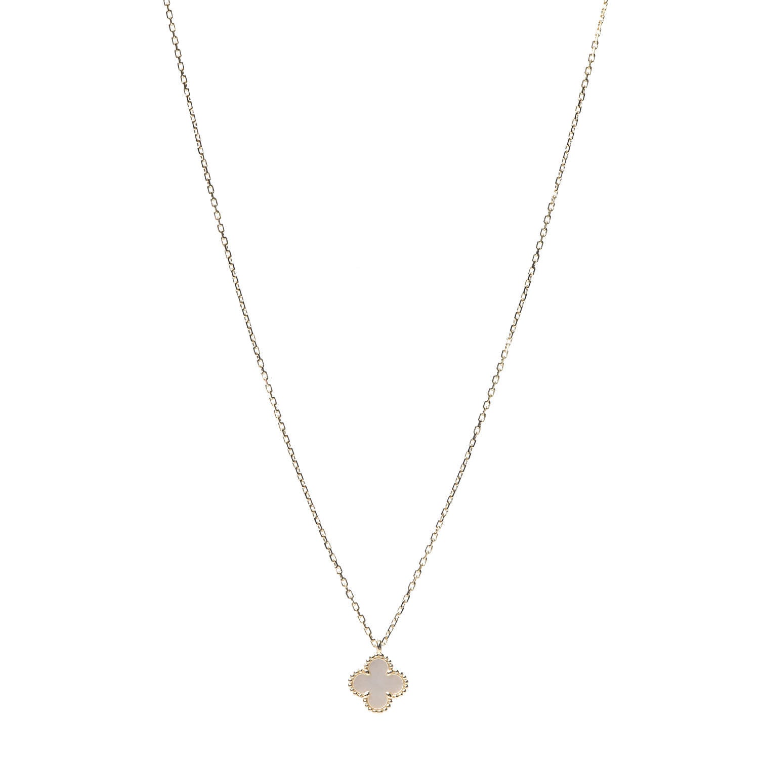 Van Cleef & Arpels 18K Yellow Gold Mother of Pearl Sweet Alhambra Pendant Necklace 1 of 5