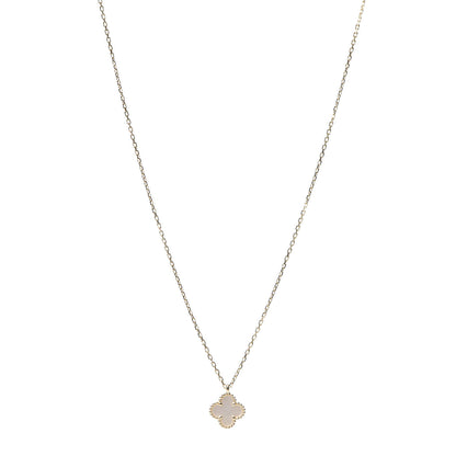 Van Cleef & Arpels 18K Yellow Gold Mother of Pearl Sweet Alhambra Pendant Necklace 1 of 5