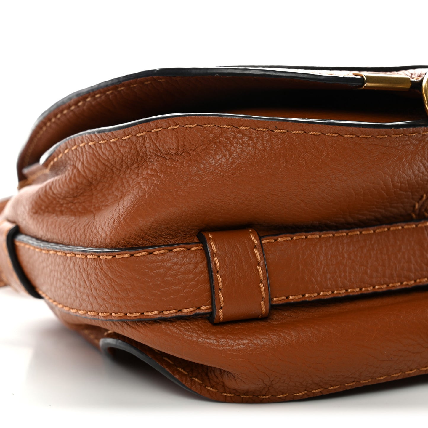 Grained Calfskin Small Marcie Saddle Bag Tan