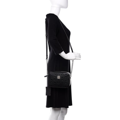 MCM Calfskin Ottomar Monogram Klara Crossbody Bag Black 2 of 9