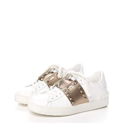 Valentino Garavani Calfskin Rockstud Untitled Open Sneakers 37 White Pewter 3 of 18