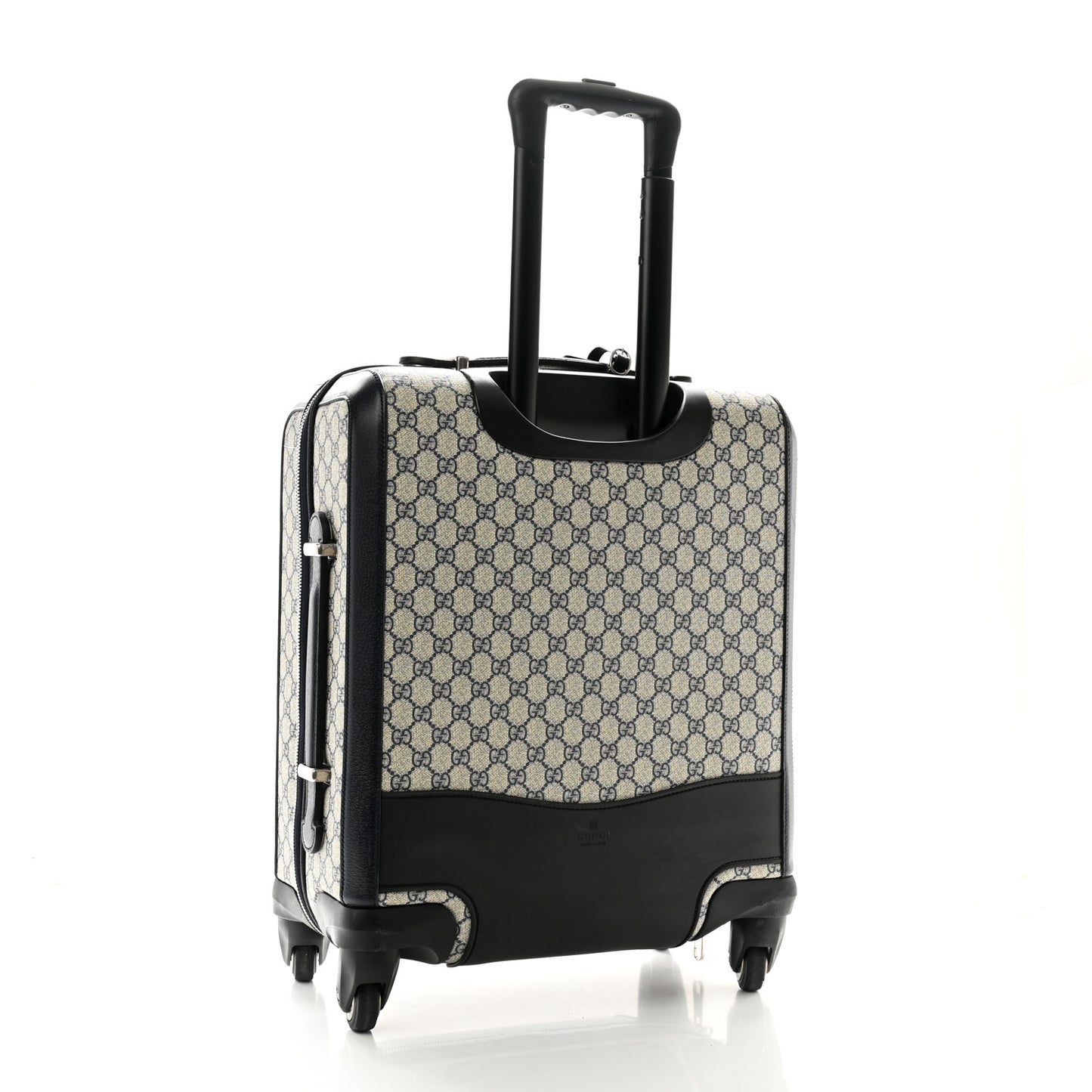 GG Supreme Monogram Textured Dollar Calfskin Web Small Savoy Cabin Trolley Beige Blue