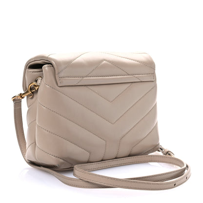 Saint Laurent Calfskin Y Quilted Monogram Toy Loulou Crossbody Bag Taupe 3 of 15